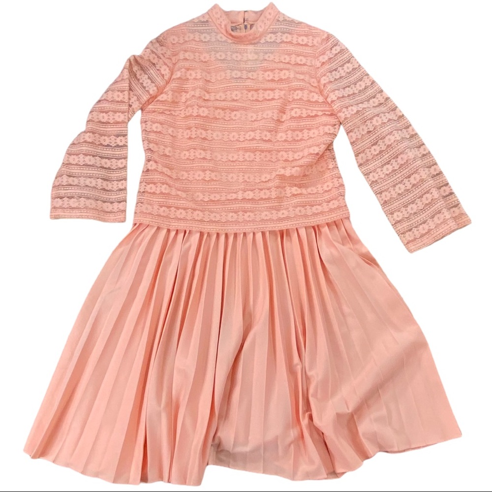 Vintage lace overlay peach dress size 18 - Picture 1 of 6
